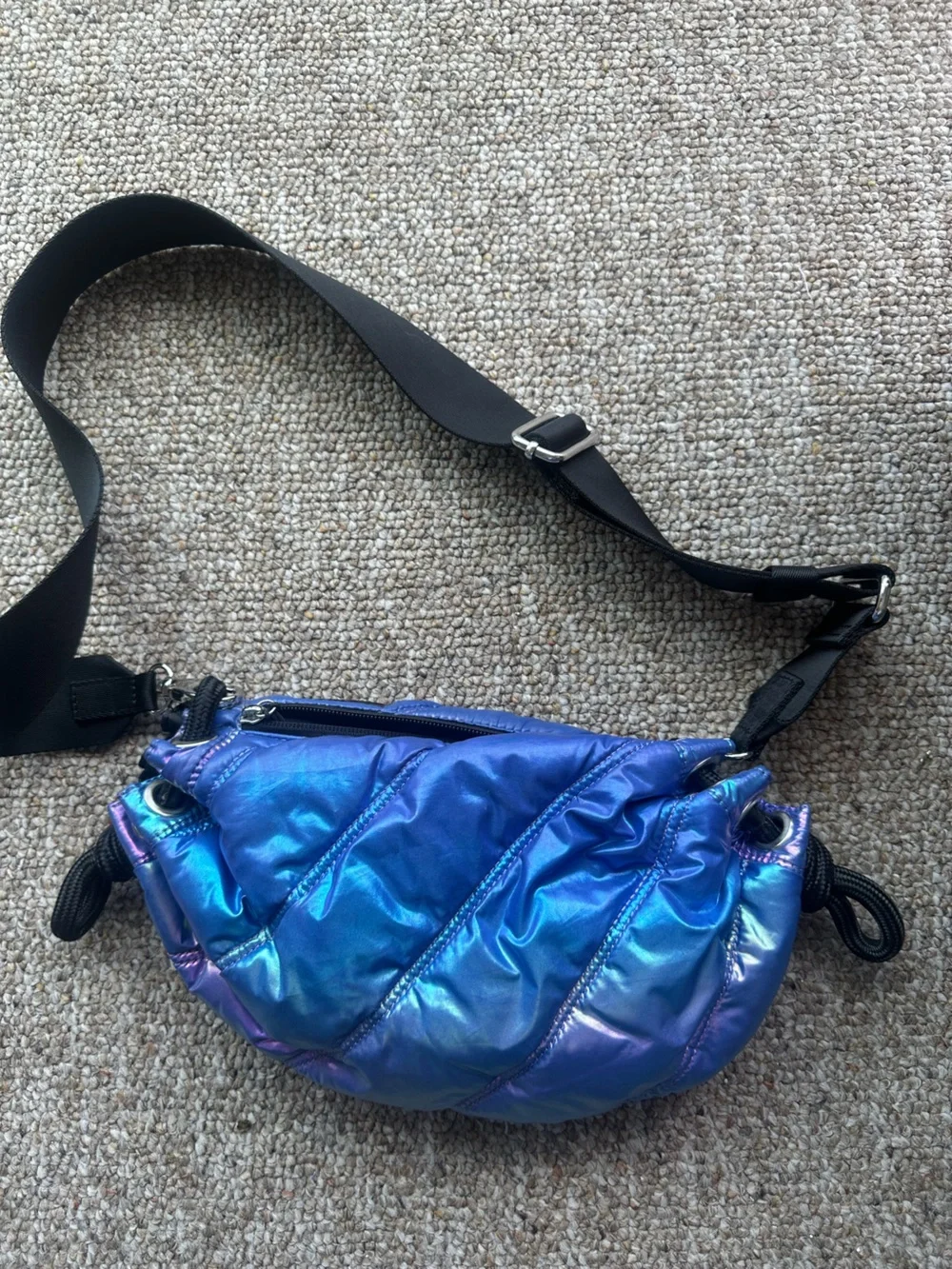 Ganni Iridescent Purple-Blue Crossbody Belt Bag